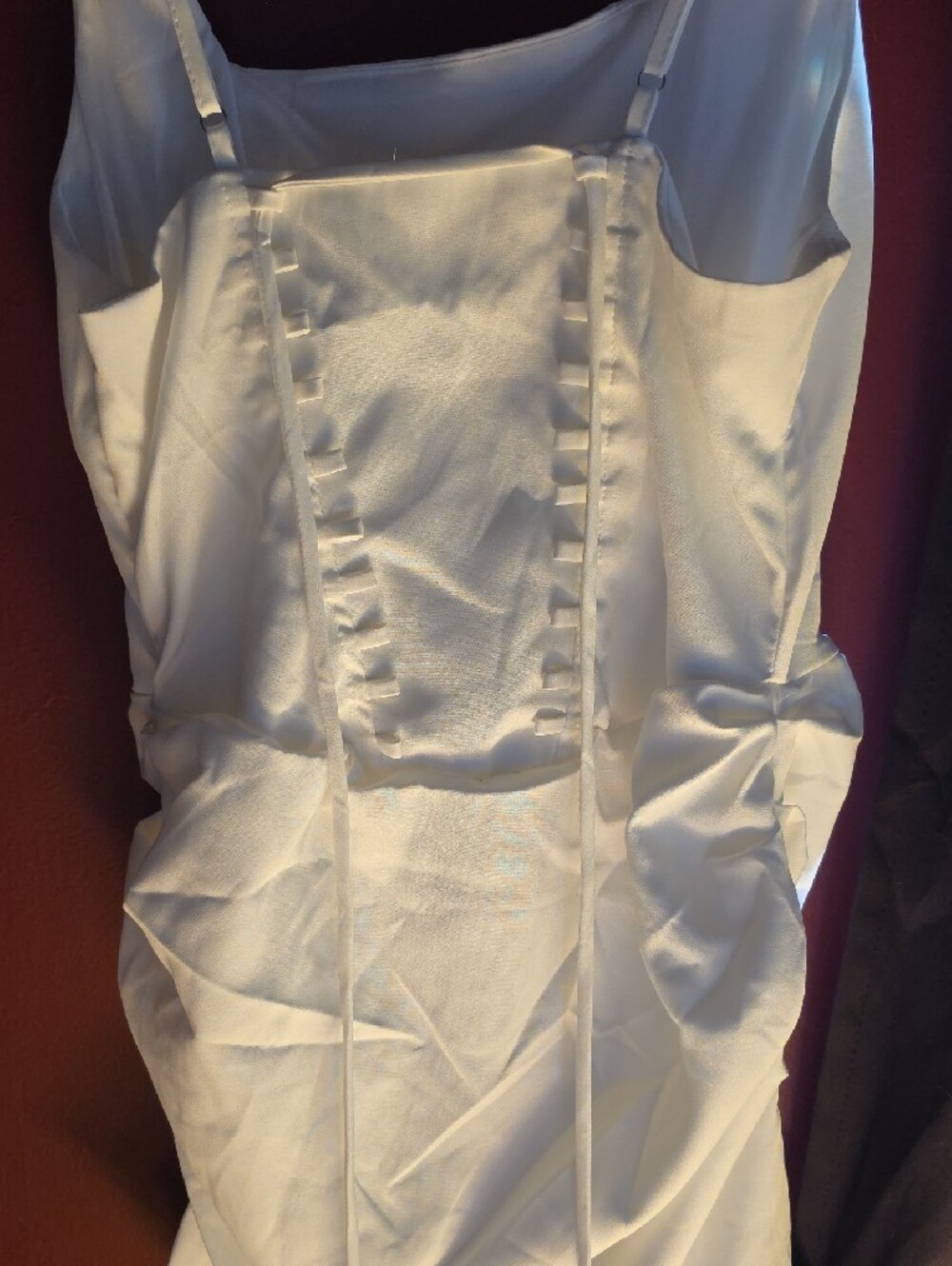 White Ruched Square-Neck Mini Dress - Picture 4 of 6